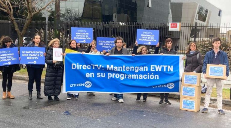 They deliver almost 70 thousand signatures to DirecTV asking them not to remove EWTN from their programming